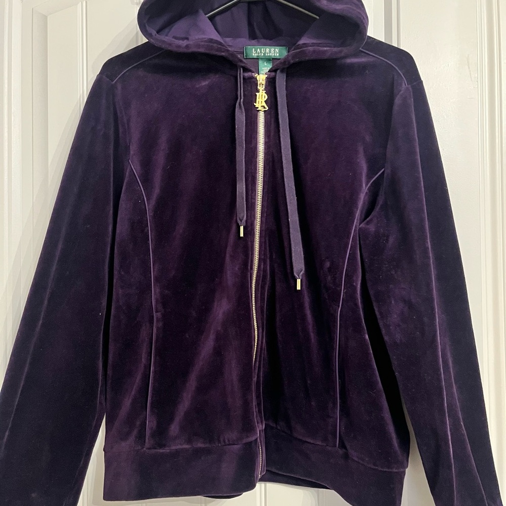 Ralph Lauren Deep Purple Velvet Women's Zip-Up